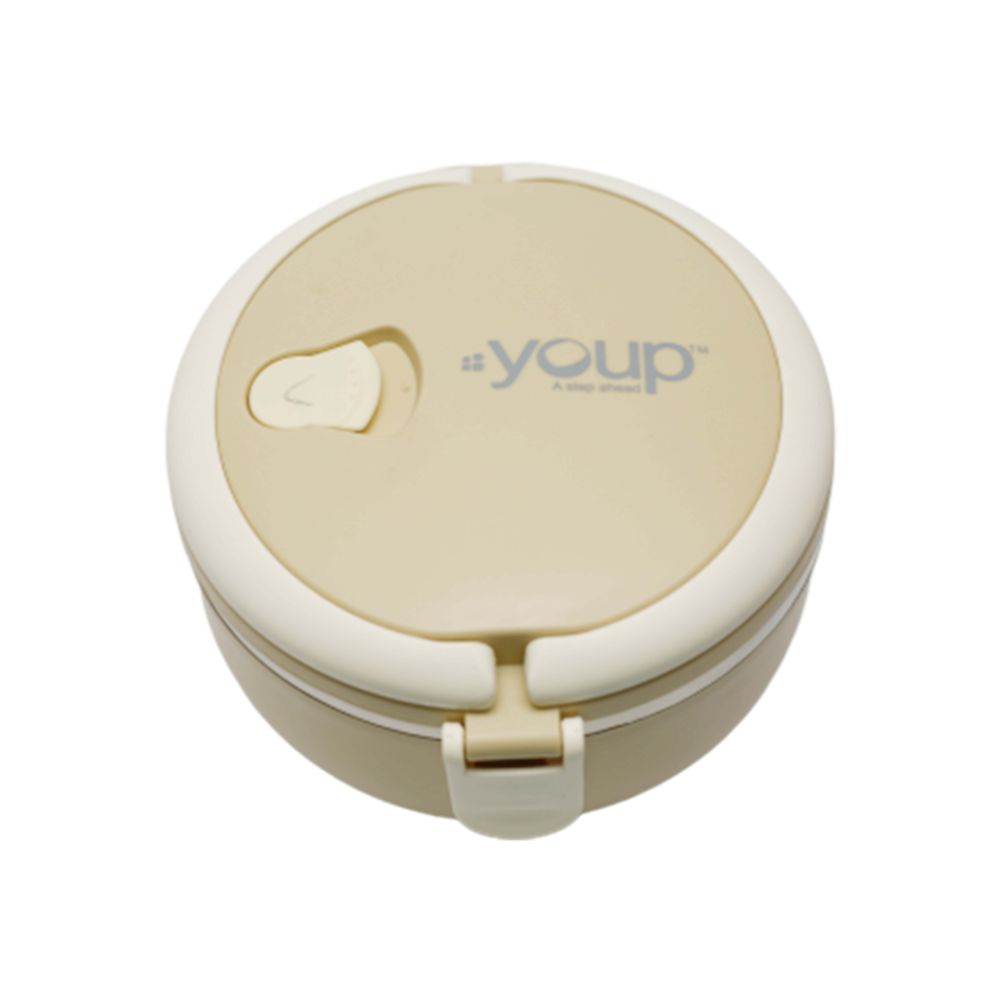 Youp Stainless Steel Beige Color Round Shape Lunch Box Ypl8013 - 700 Ml