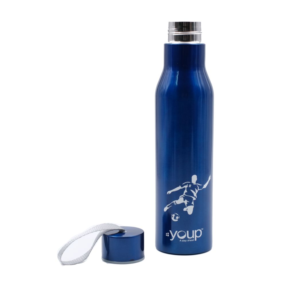 Youp Stainless Steel Metallic Blue Color Sports Series Bottle Hyper - 750 Ml