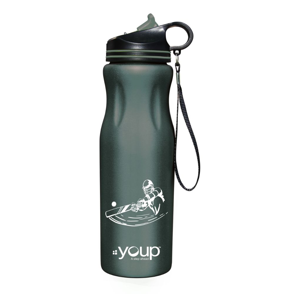 Youp Stainless Steel Dark Grey Color Sports Series Sipper Bottle Zesty - 850 Ml