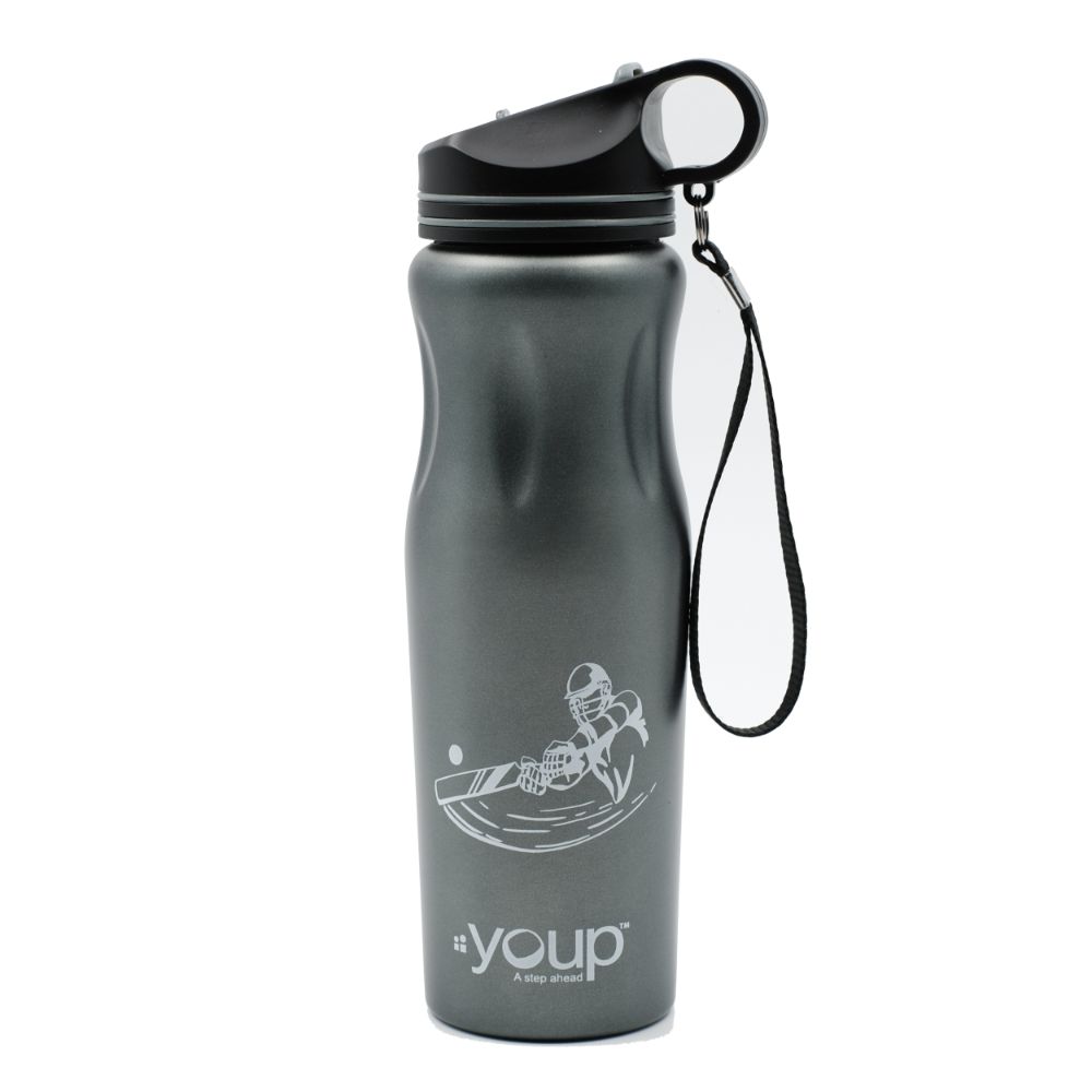 Youp Stainless Steel Dark Grey Color Sports Series Sipper Bottle Zesty - 850 Ml