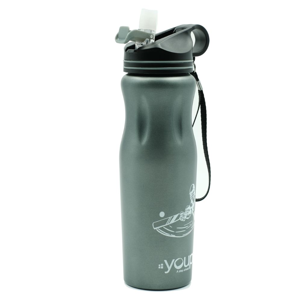 Youp Stainless Steel Dark Grey Color Sports Series Sipper Bottle Zesty - 850 Ml