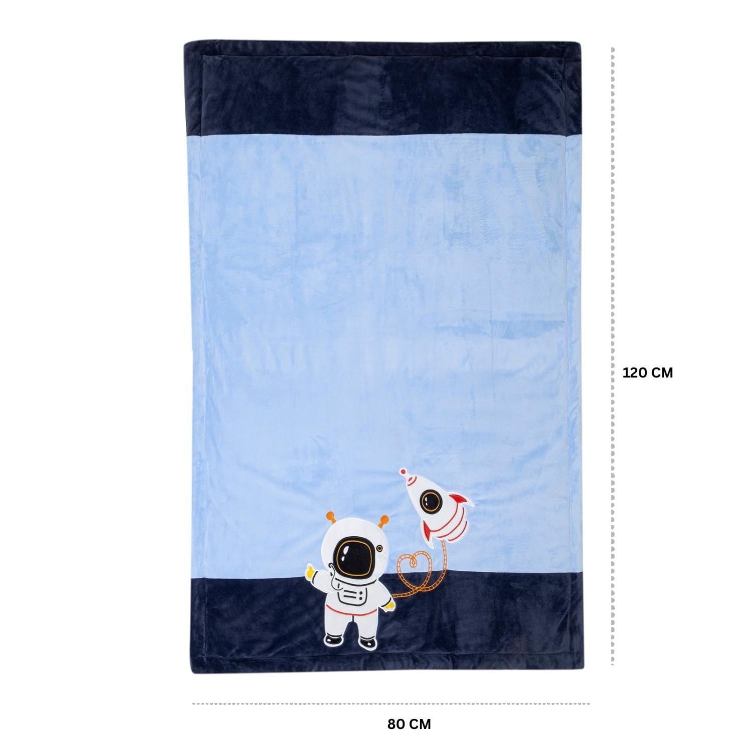 Baby Moo Astronaut Plush Cotton All Season Nursery Blanket - Blue