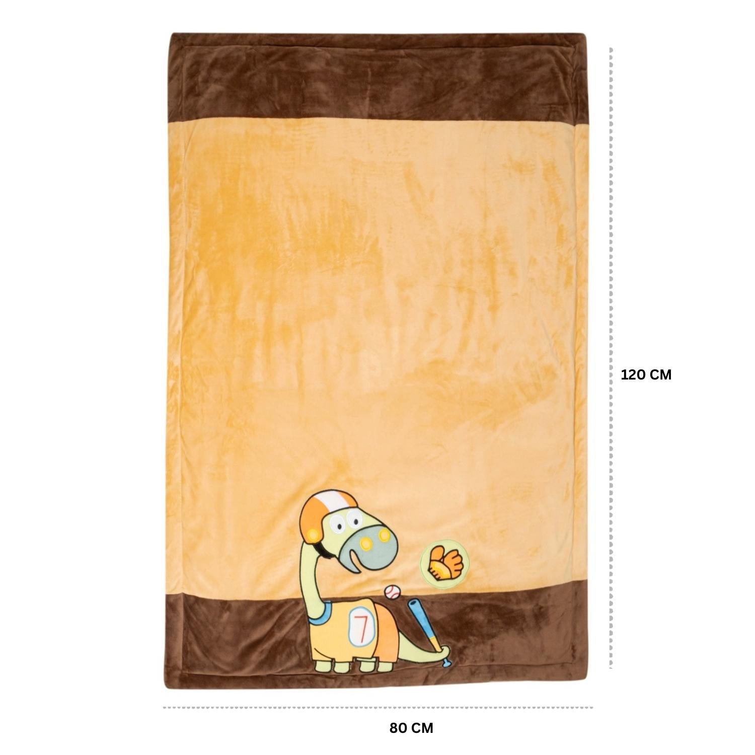 Baby Moo Dino Plush Cotton All Season Nursery Blanket - Brown