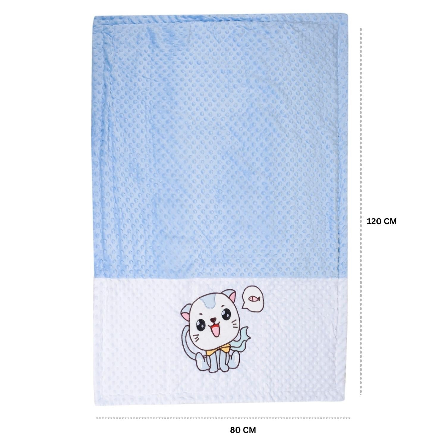 Baby Moo Kitty Plush Cotton All Season Nursery Blanket - Blue