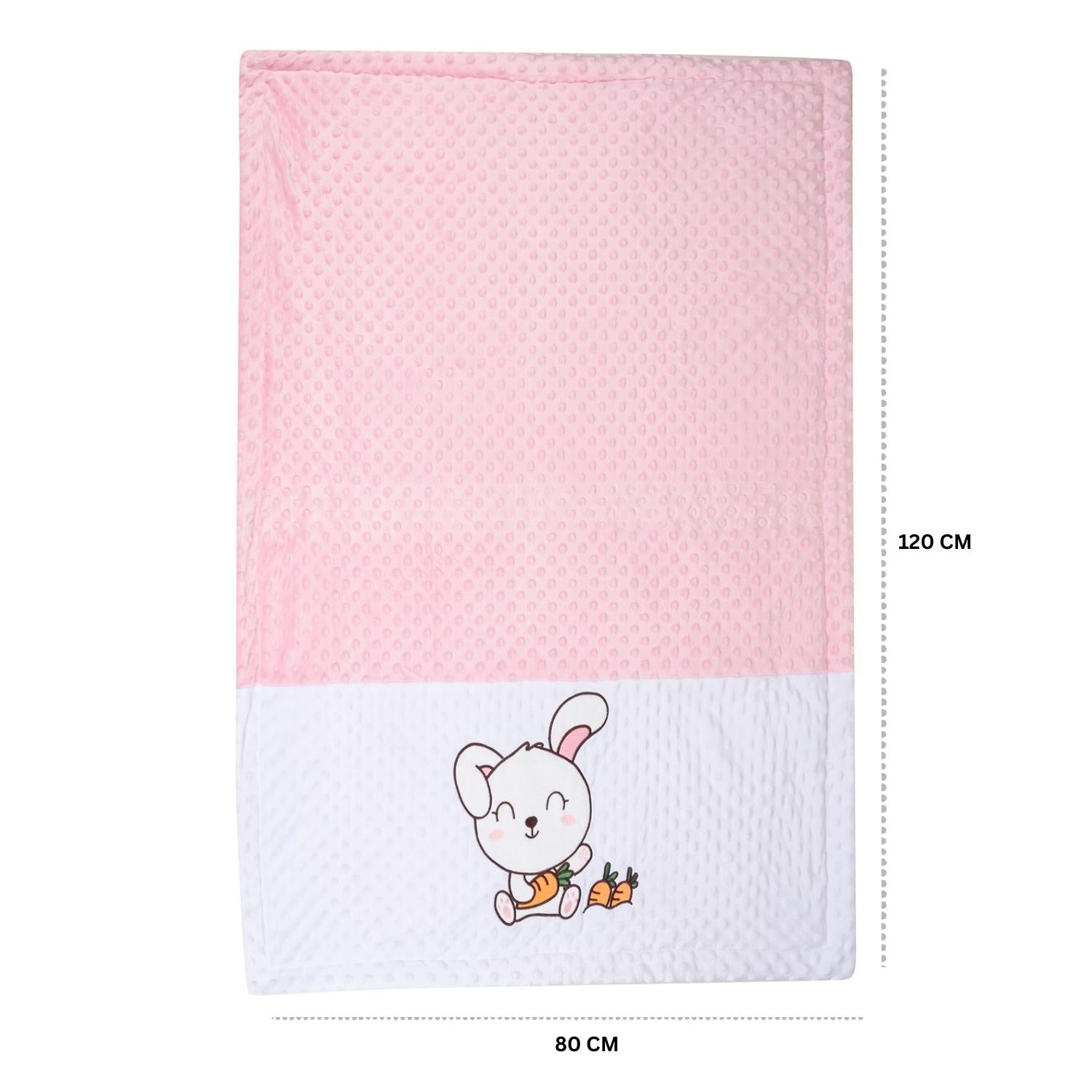 Baby Moo Rabbit Plush Cotton All Season Nursery Blanket - Peach