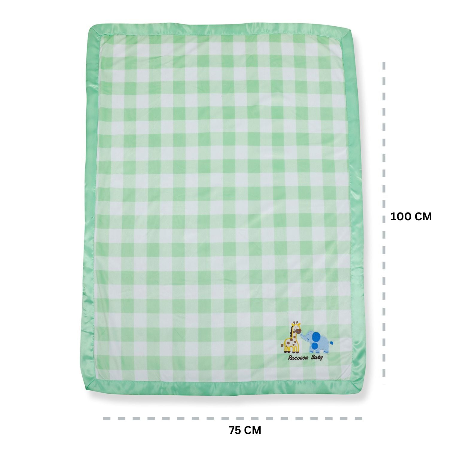 Baby Moo Checkered Charm Soft Fur Blanket - Green