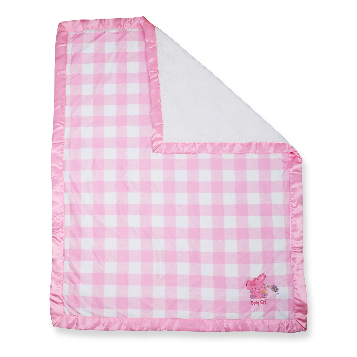 Baby Moo Checkered Charm Soft Fur Blanket - Pink