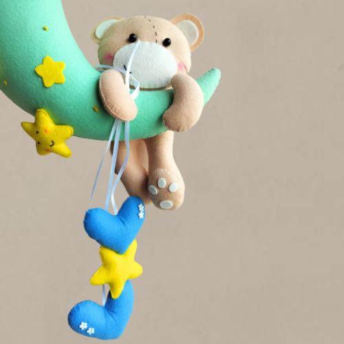 Junior Hanging Teddy Moon Personalised Hanging