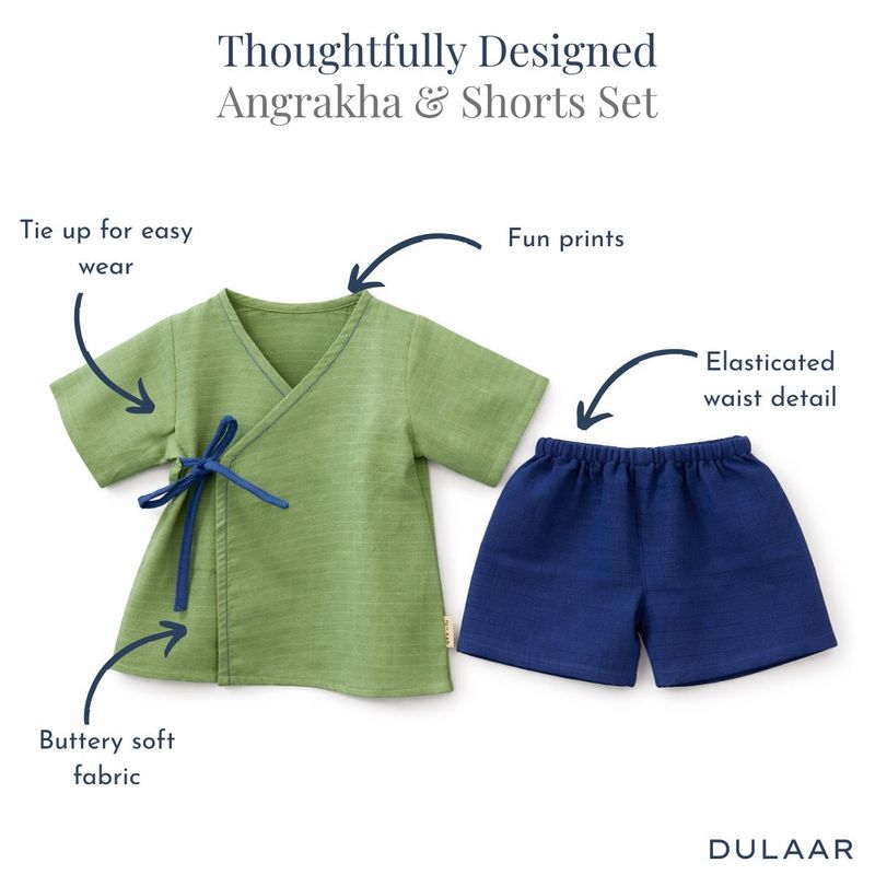 Organic Muslin Angrakha & Shorts Set