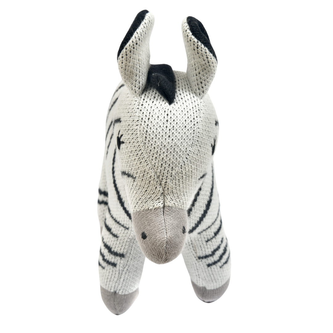 Zippy the Zebra - Knitted Cotton Animal Plush Toy For Kids