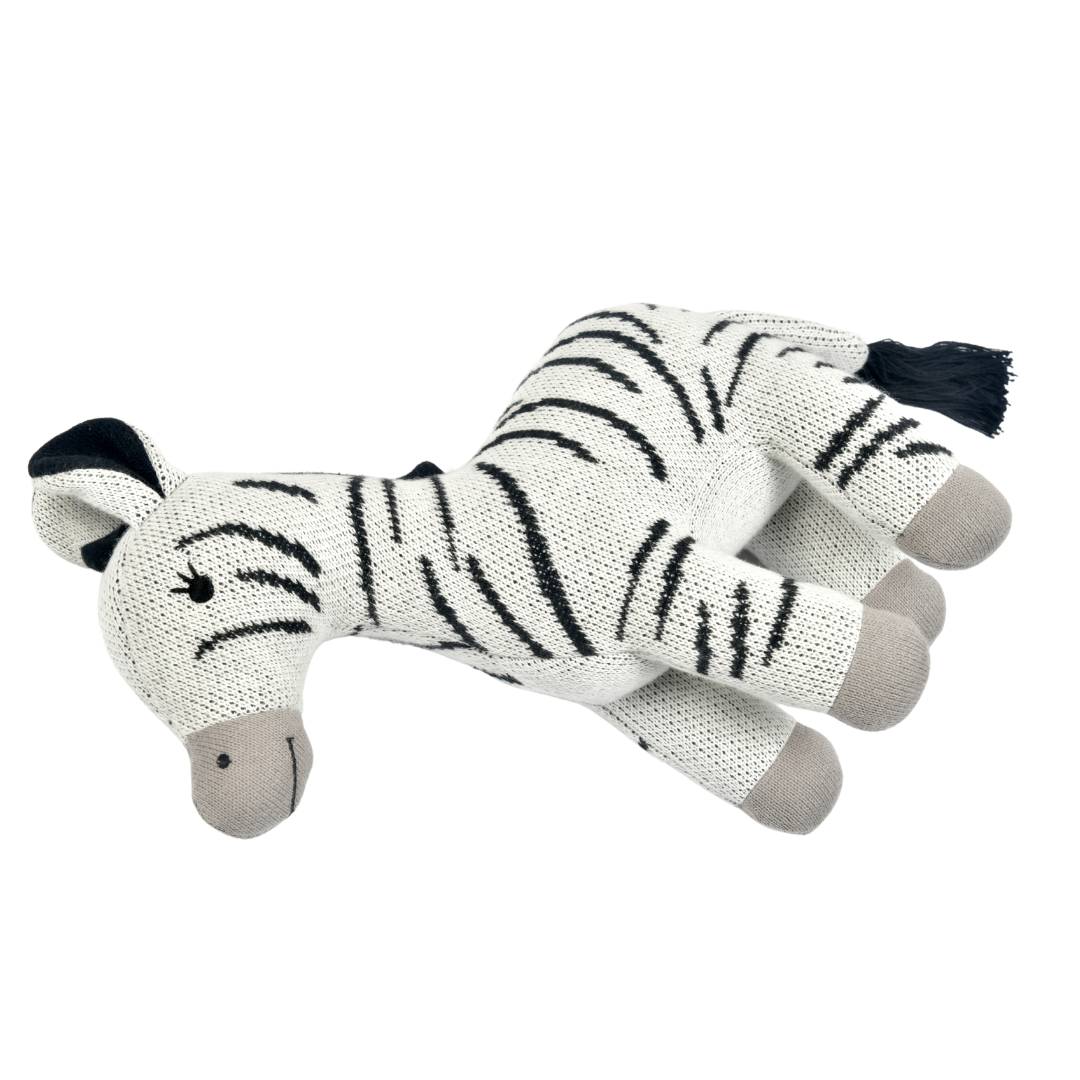 Zippy the Zebra - Knitted Cotton Animal Plush Toy For Kids