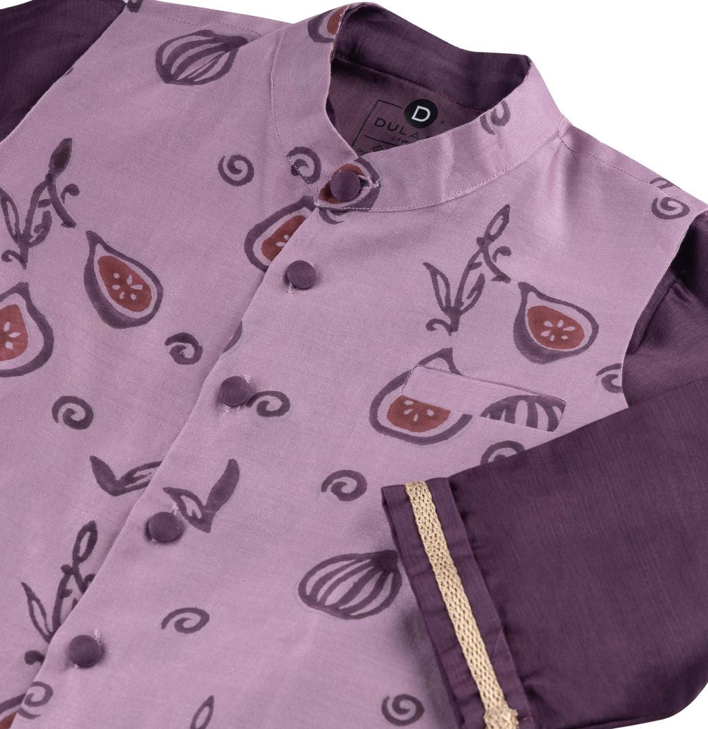 Chanderi Kurta Pyjama & Bandi Set | Hand-Block Printed