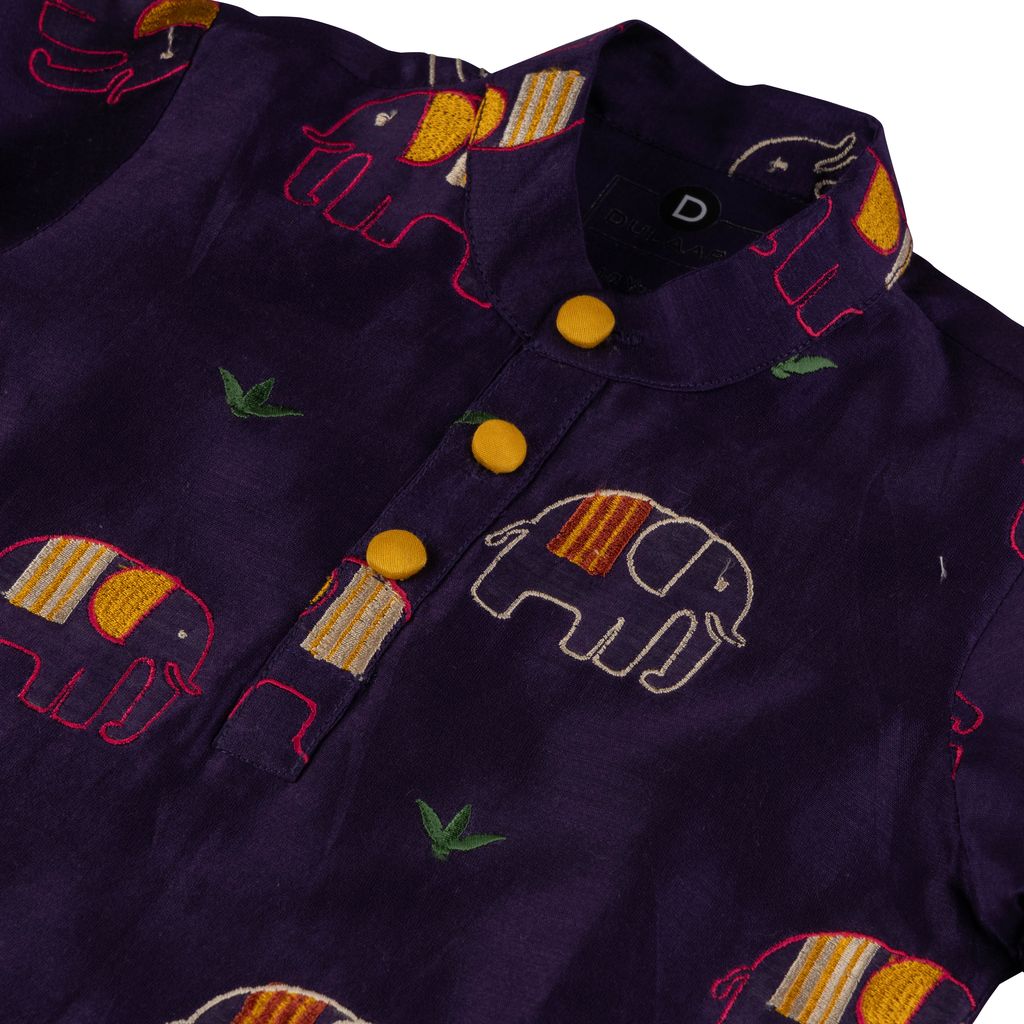 Chanderi Kurta Pyjama Set | Embroidered