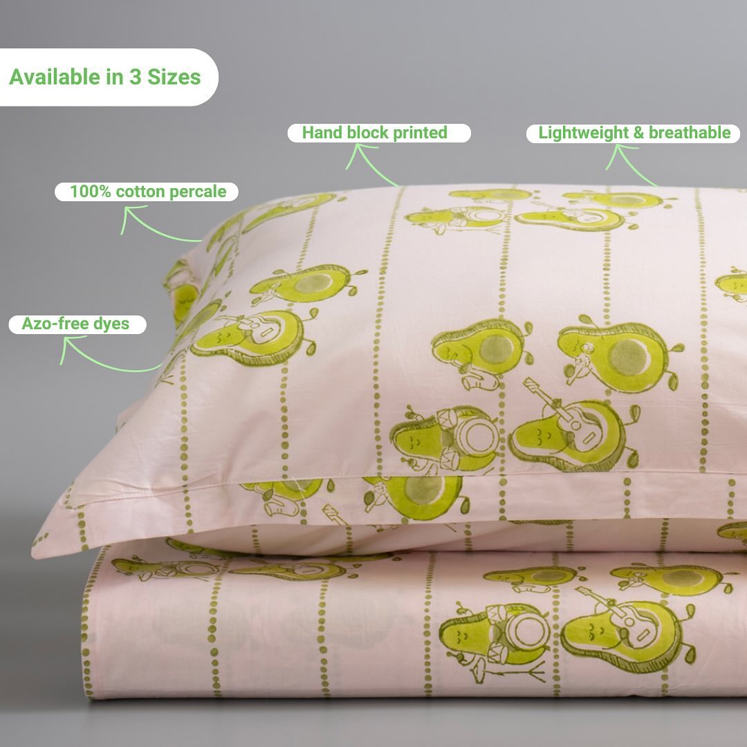 Gudgoodie Kids Flat Bedsheet Set  - 100% Cotton Percale - Single/Double - Avocados Jam