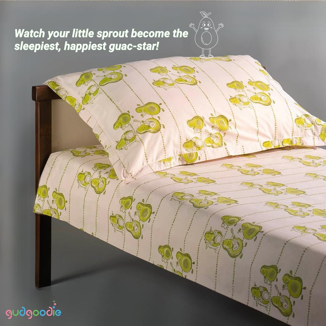 Gudgoodie Kids Flat Bedsheet Set  - 100% Cotton Percale - Single/Double - Avocados Jam