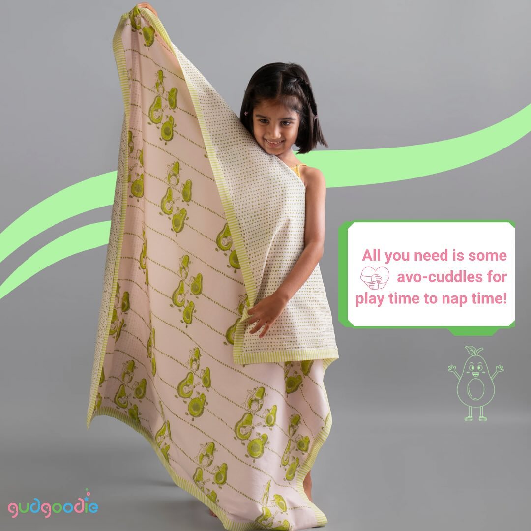 Gudgoodie Kids Cotton Muslin Dohar - Ultrasoft & Breathable - Avocados Jam