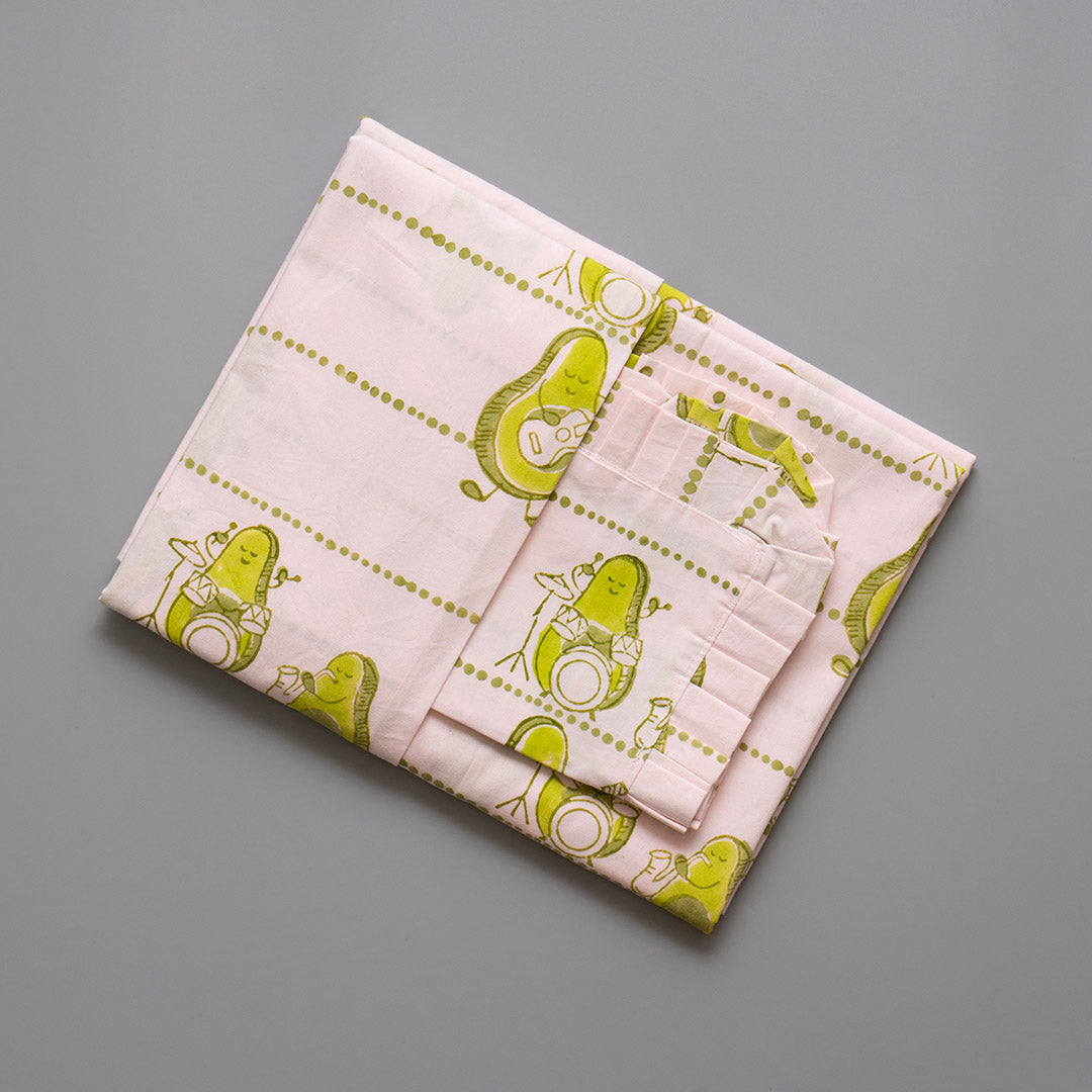 Gudgoodie Flat Crib Bedsheet - 100% Cotton Percale - Avocados Jam