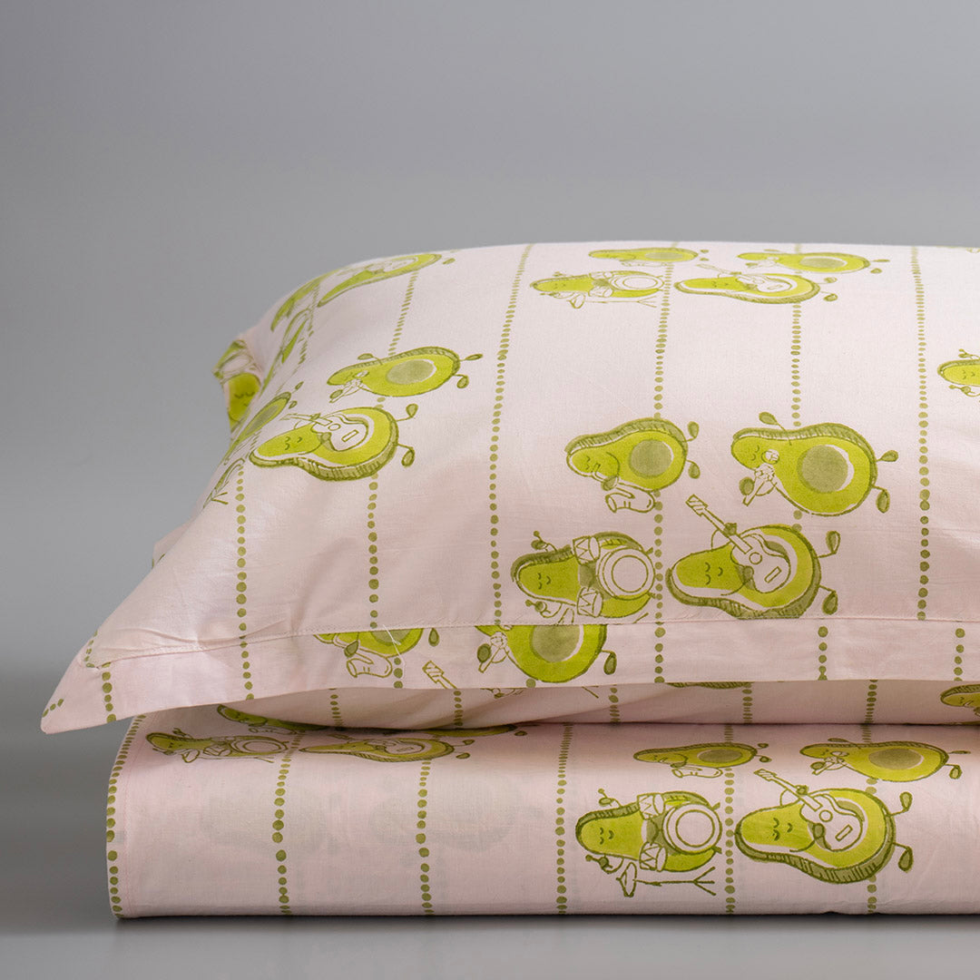 Gudgoodie Flat Crib Bedsheet - 100% Cotton Percale - Avocados Jam