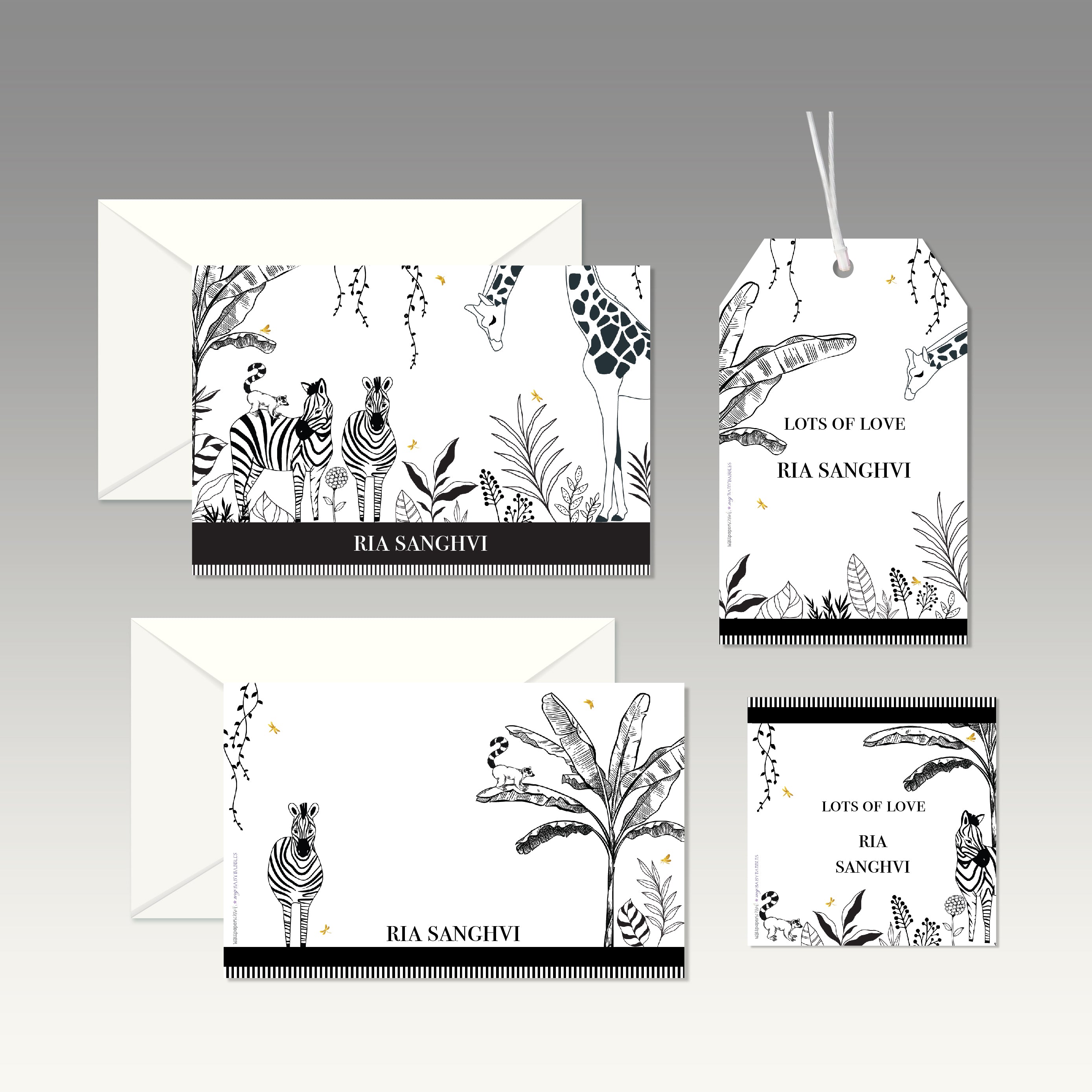 Personalised Stationery Gift Set - Set of 24 or 48 <br> WallPaperScissor x My Baby Babbles Exclusive