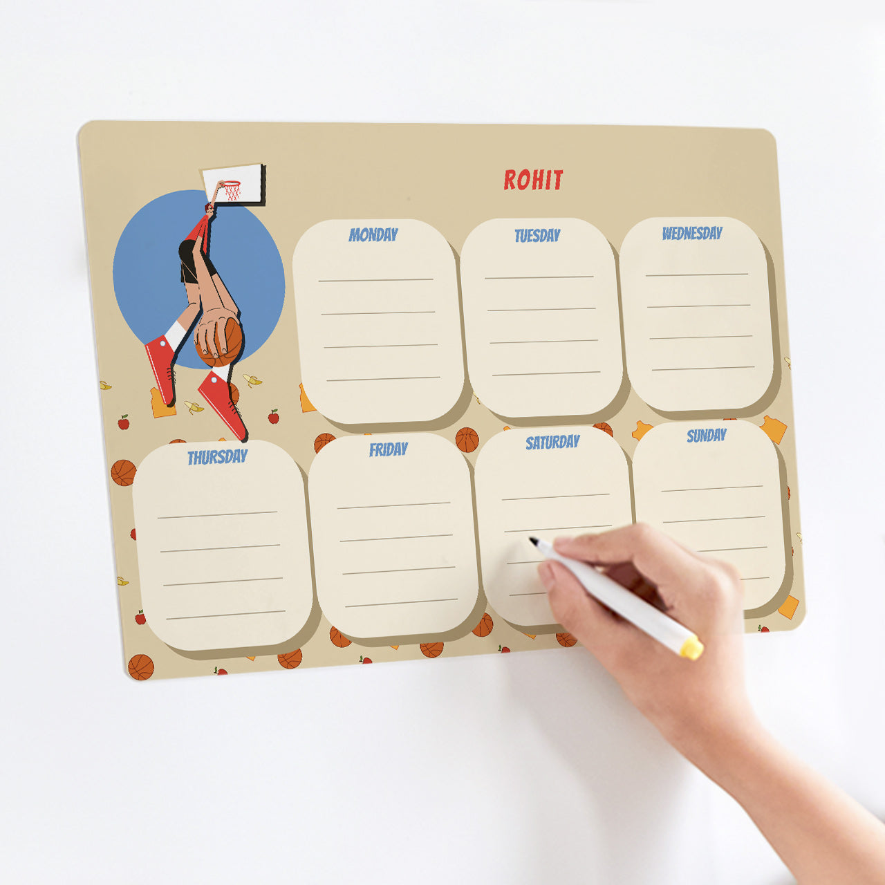Personalised Meal / Weekly Planner - Basketball Fever, Boy