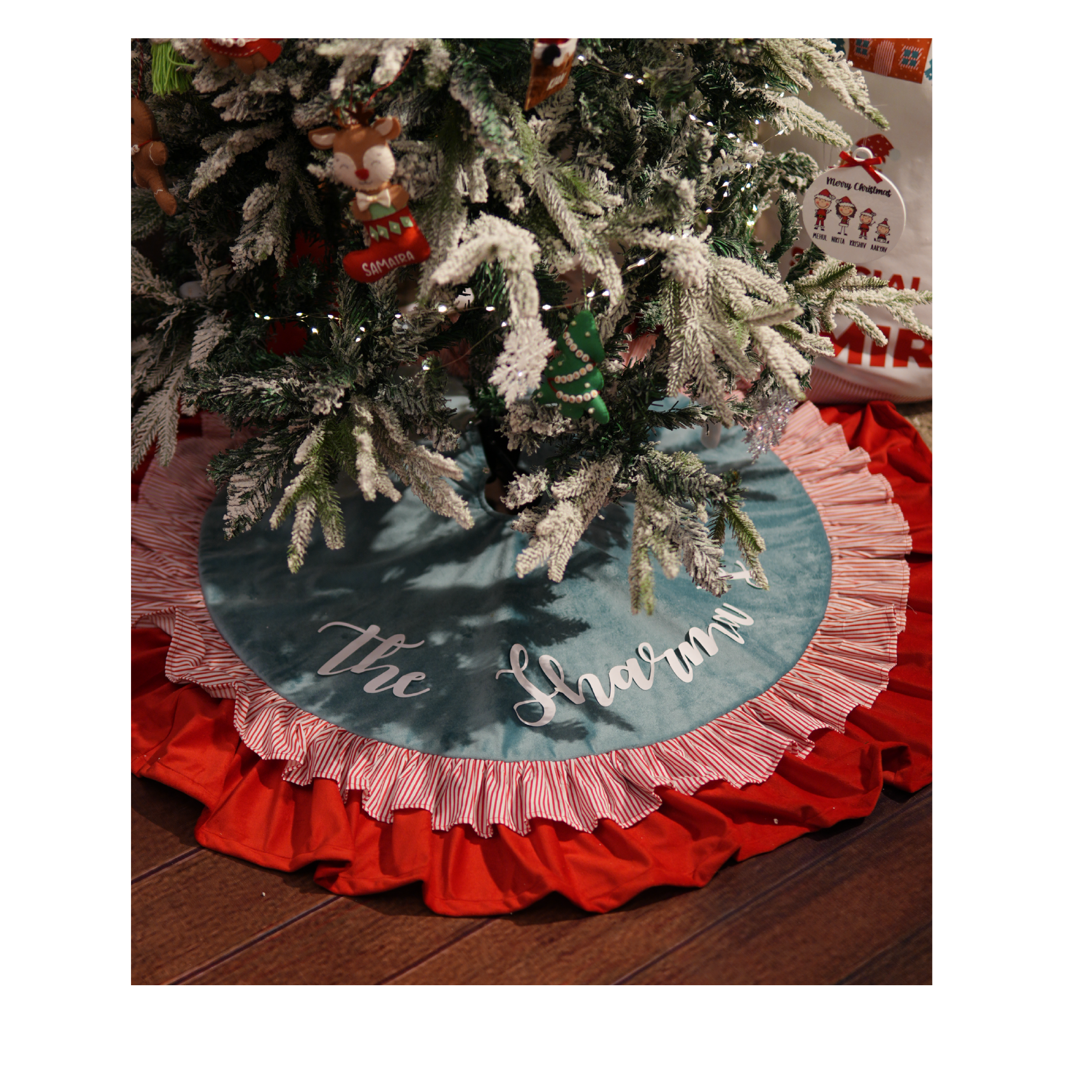 Personalised Blue Velvet Frill Skirt