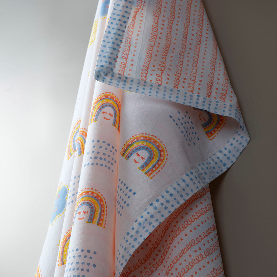 Gudgoodie Kids Cotton Muslin Dohar - Ultrasoft & Breathable - Rainbow Dreams