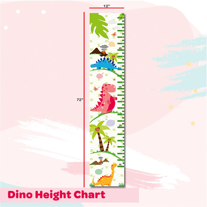 Pastel Dinosaur Height Chart Wall Sticker
