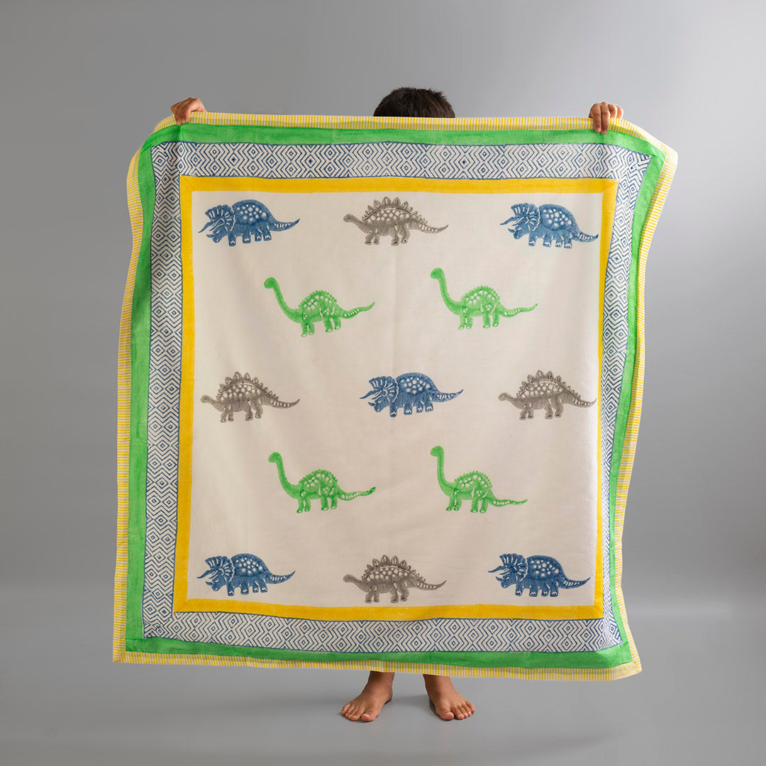 Gudgoodie Kids Cotton Muslin Dohar - Ultrasoft & Breathable - Dinosaur Pals