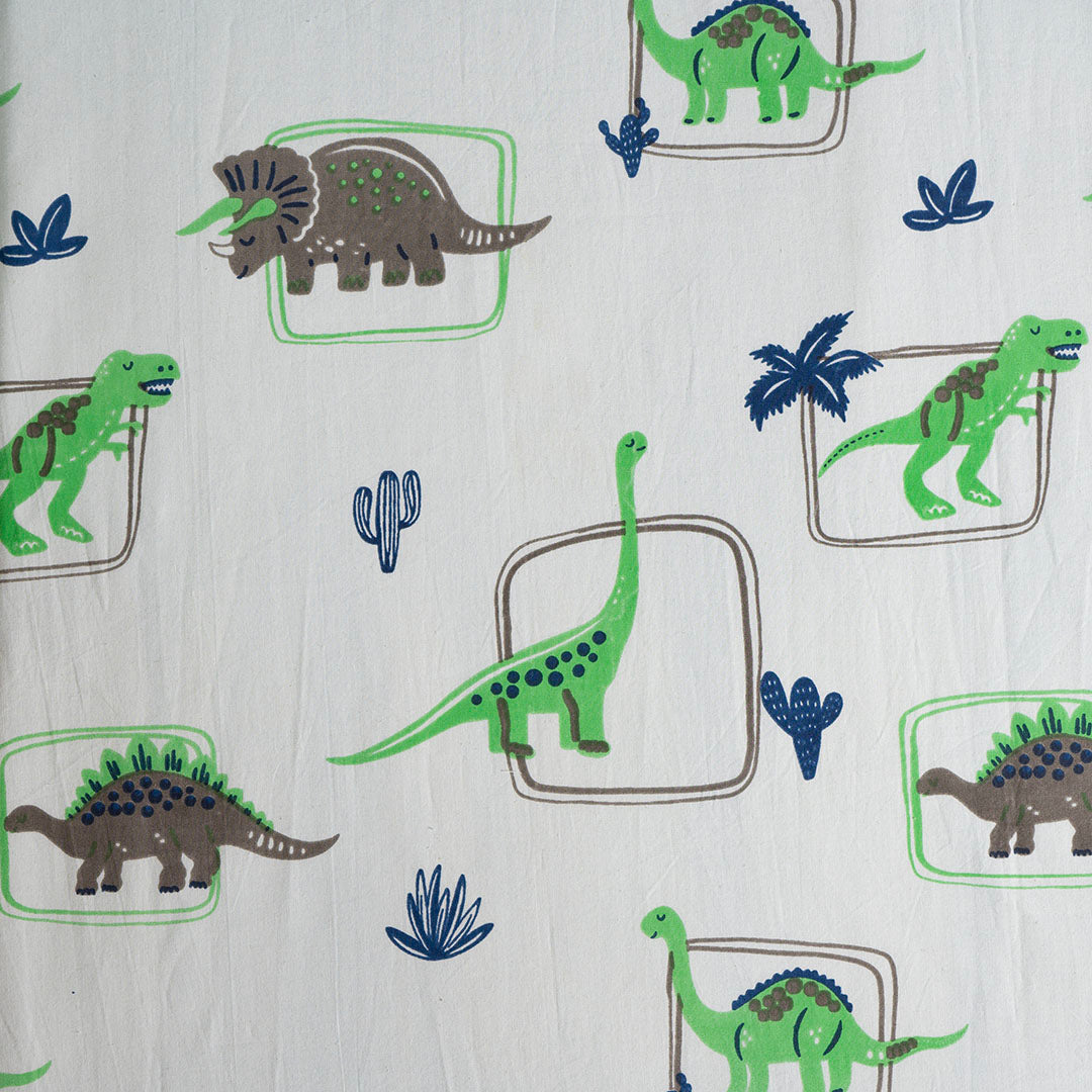 Gudgoodie Kids Flat Bedsheet Set  - 100% Cotton Percale - Single/Double - Dinosaur Pals