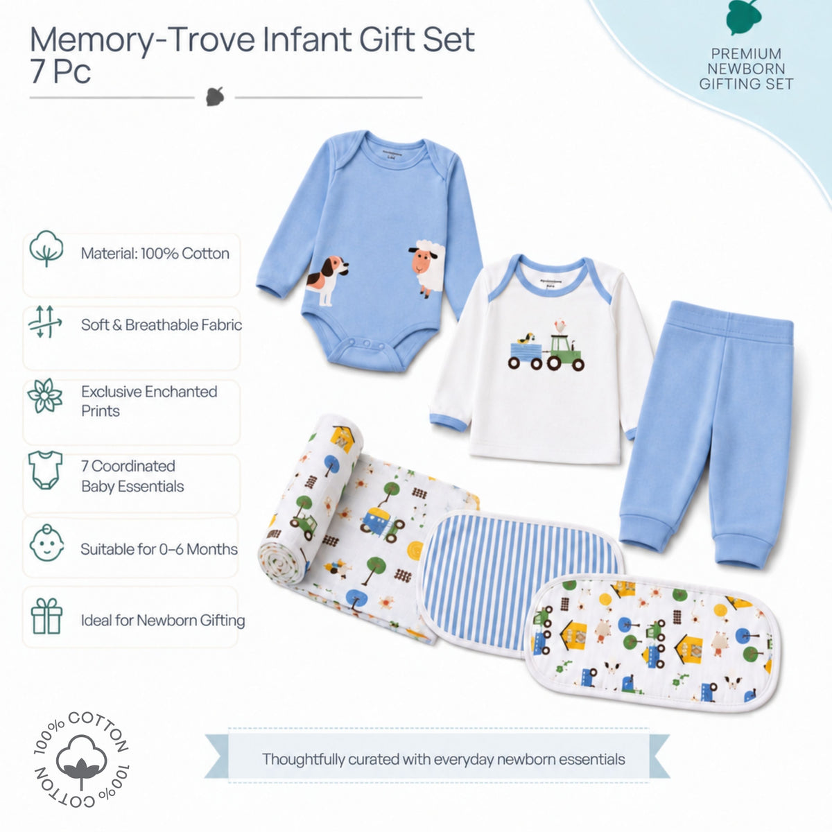 My Milestones Memory Trove Nursery Essentials Gift Set - 7 Piece - Barnyard