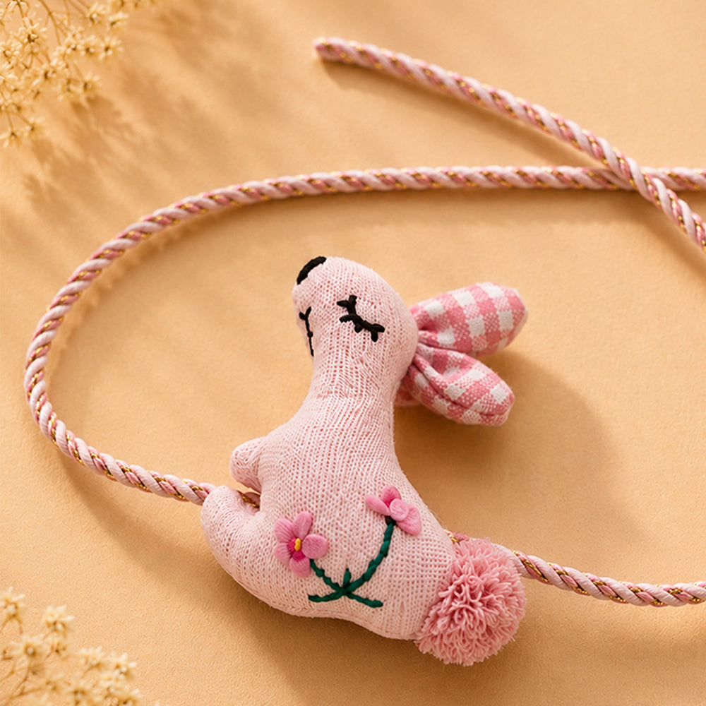 Dual-Style Plush Rakhi & Brooch for Kids - Floral Bunny image 4