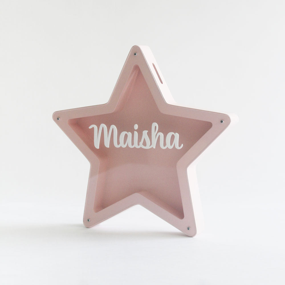 Personalized Star Piggy Bank - Pink - image 2