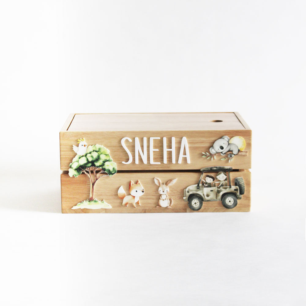 Personalized Wooden Storage Box - Multiple Designs - Safari Theme - image 2