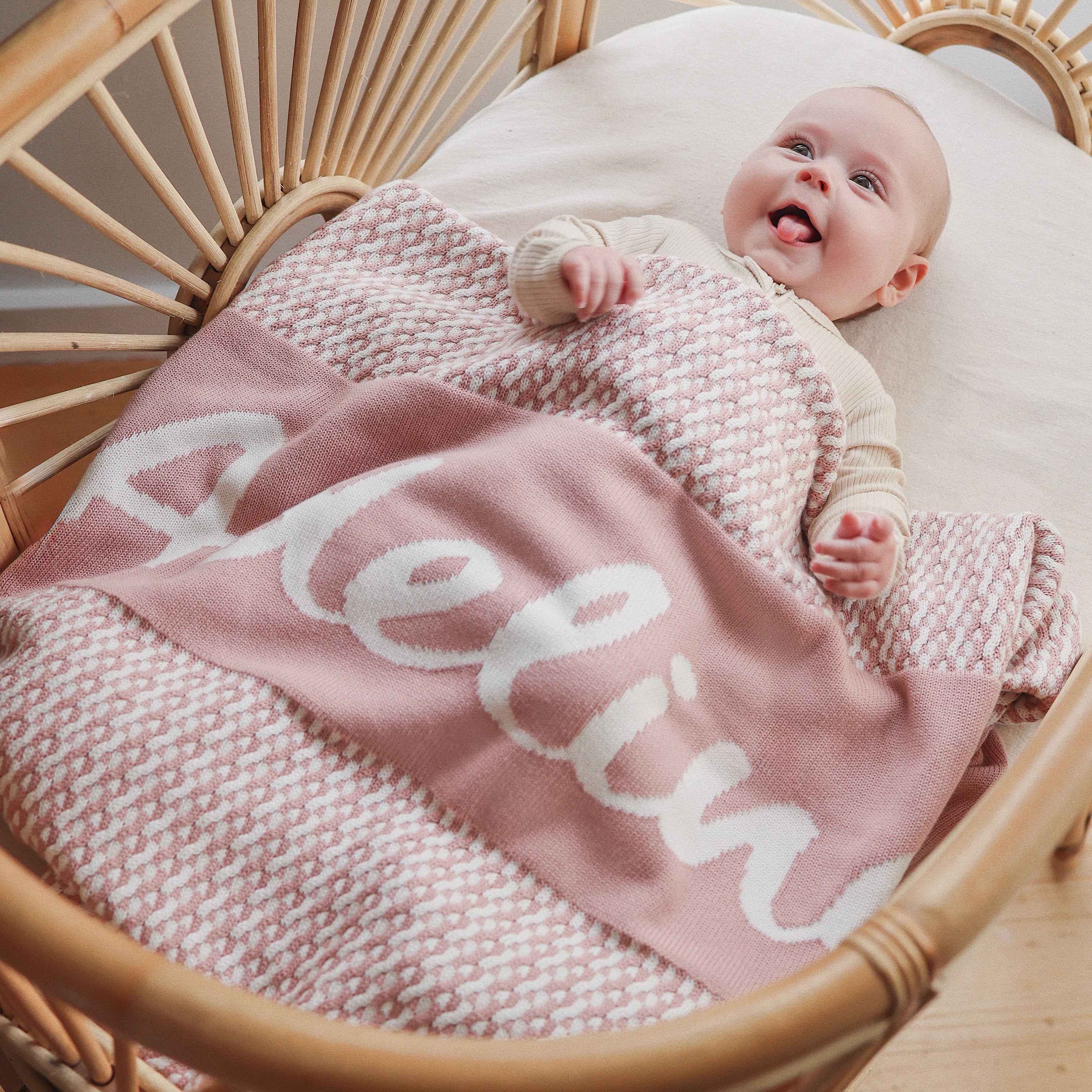 Personalised Name Blanket Collection - Namely Co - Herringbone - Ballet