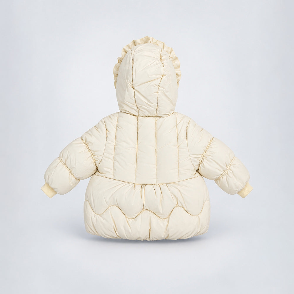 Little Surprise Box Pastel Yellow Butterfly Heart Quilted Hooded Winter Jacket for Kids