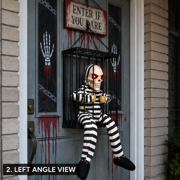 Animated Hanging Skeleton Cage – Haunted Prisoner