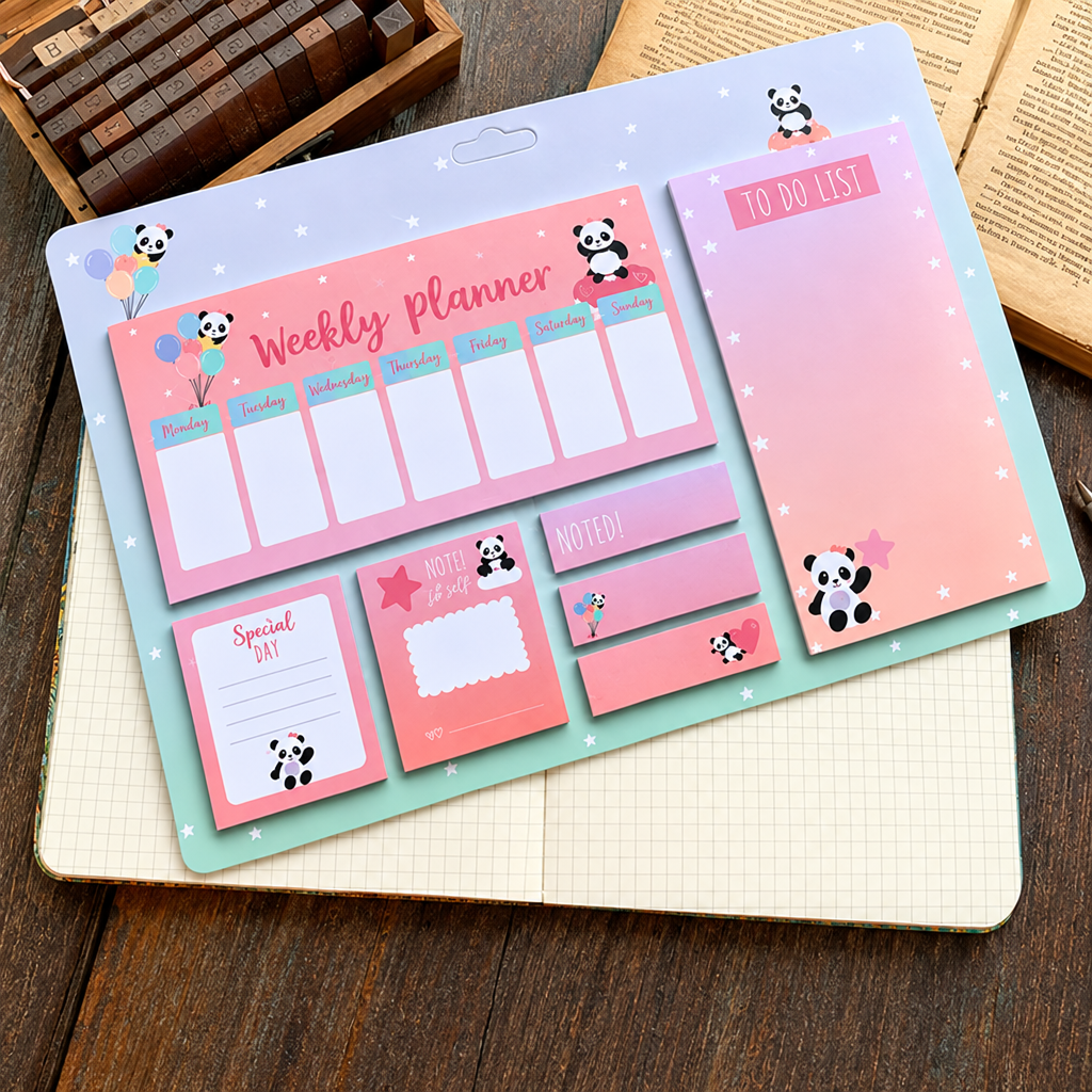 Sticky Note Weekly Planner with To Do List - Panda