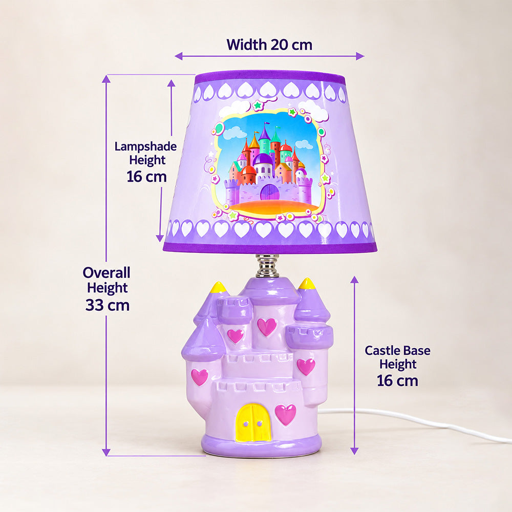 Little Surprise Box, Pink Princess ceramic Castle side Bed Table Lamp, Kids Room Decor