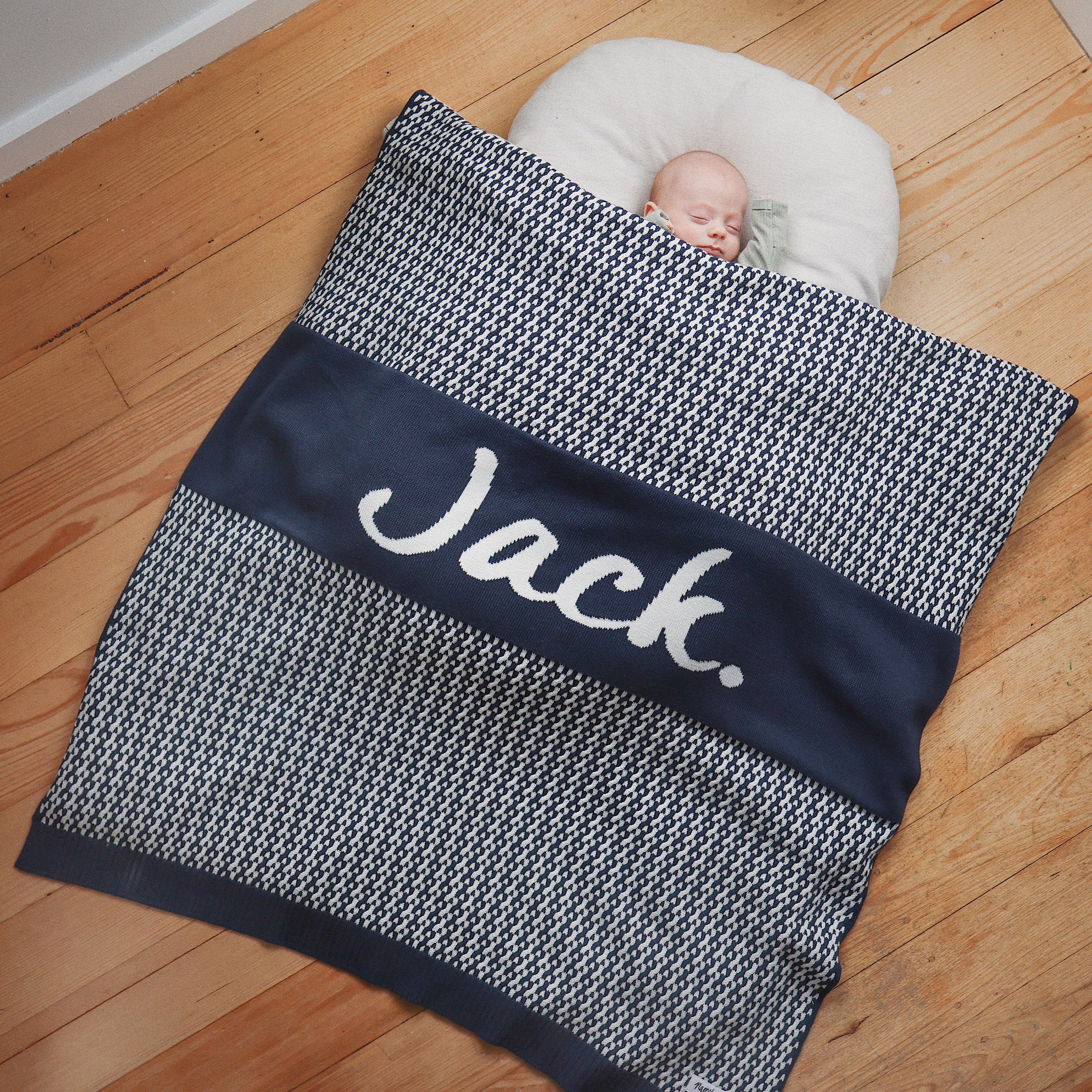 Personalised Name Blanket Collection - Namely Co - Herringbone - Navy