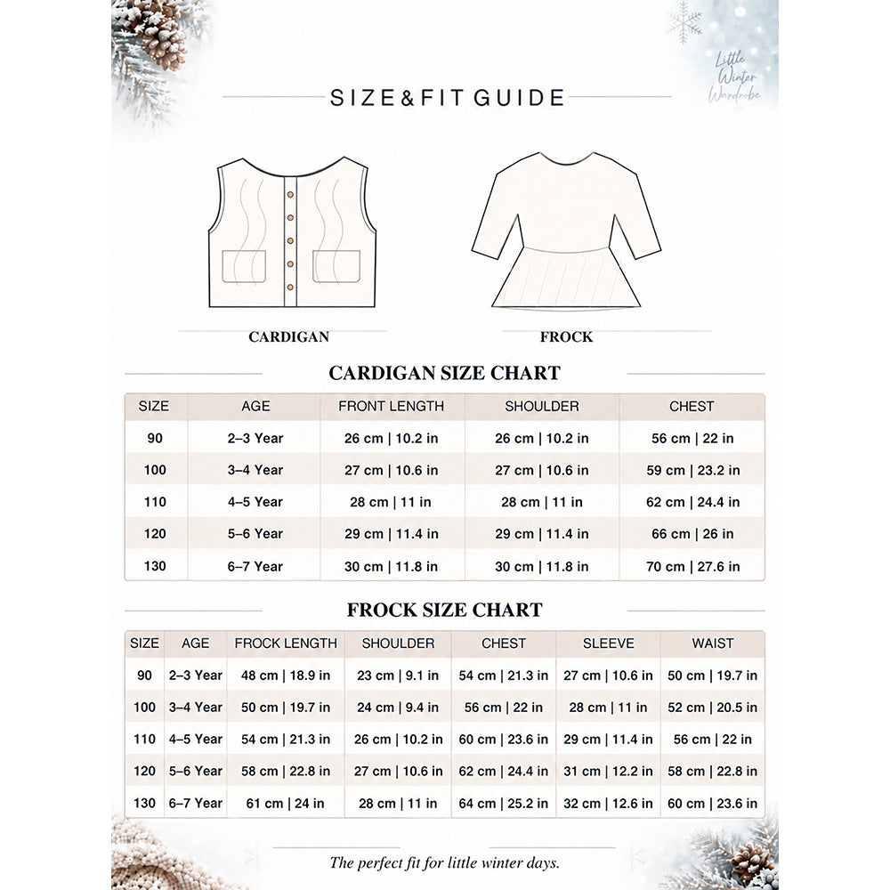Little Surprise Box, Pink Kitty Knitted Vest & White-Pink Ruffle Frock Winterwear 2 Pcs Set for Girls