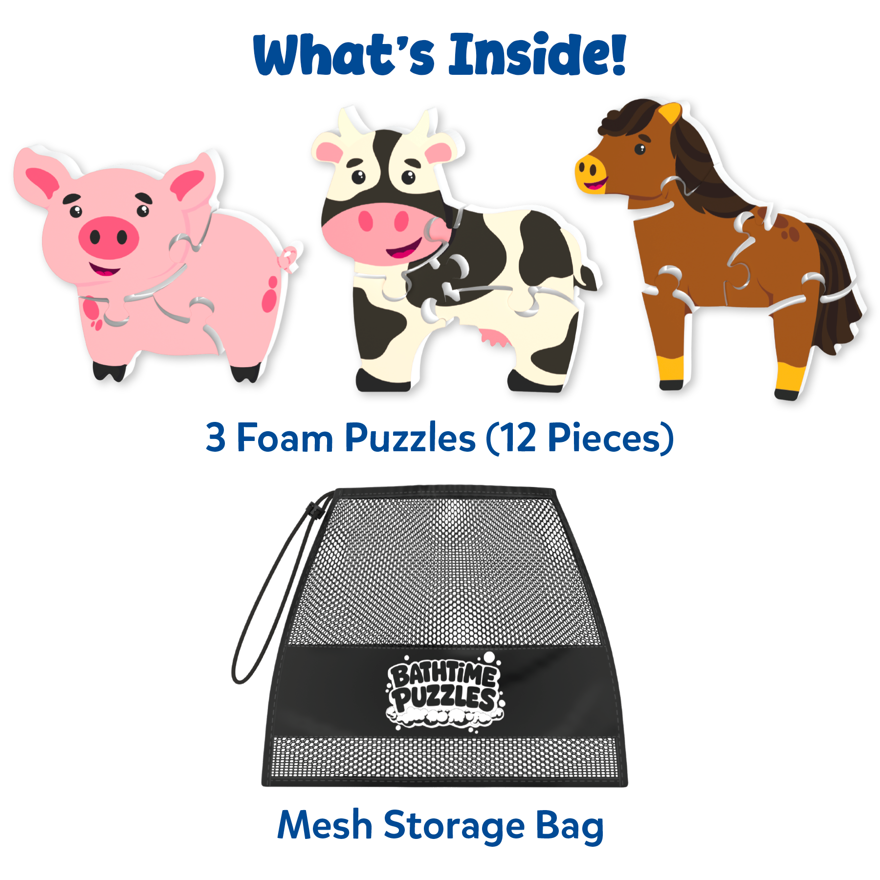 Skillmatics Bathtime Puzzles – Floating Foam Animal Puzzles - Farm Animals