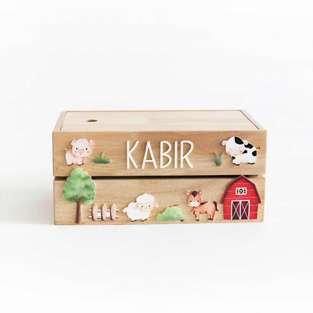 Personalized Wooden Storage Box - Multiple Designs - Farm Theme - image 2