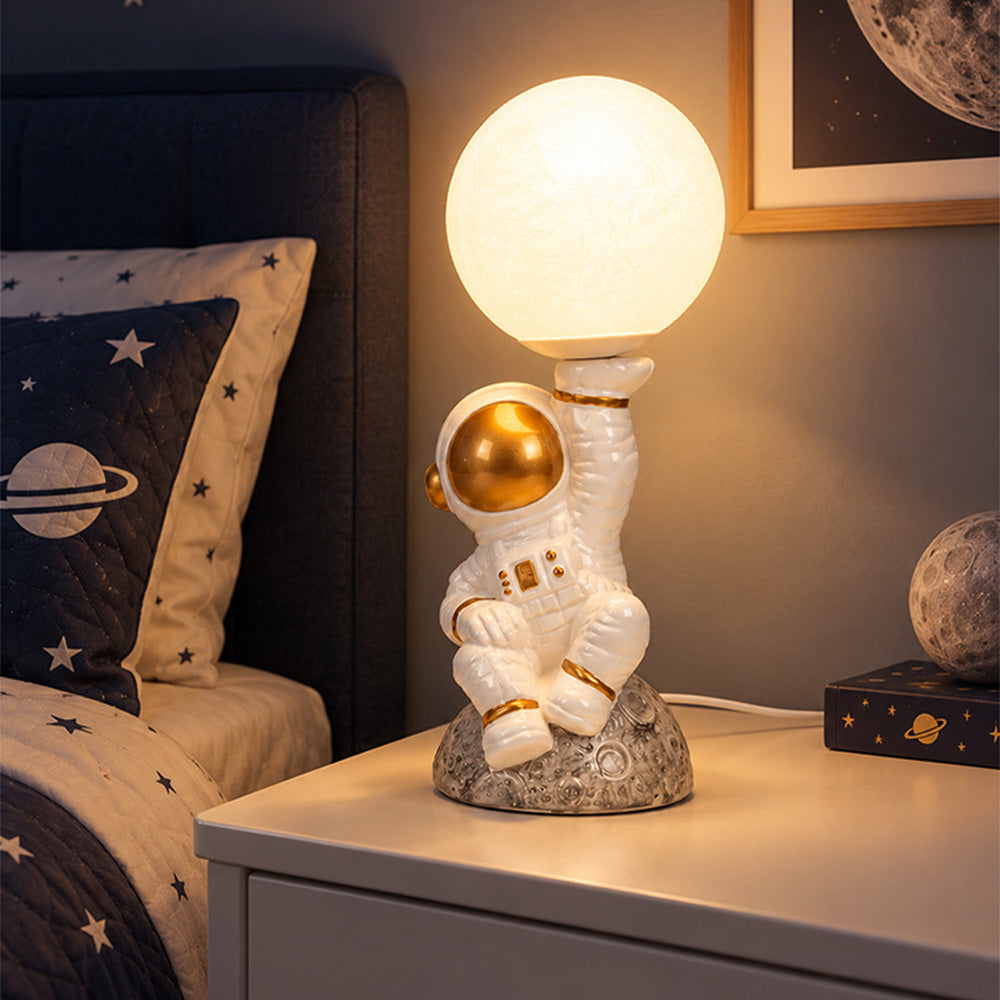 Little Surprise Box, Blue ceramic Unicorn Moon, side Bed Table Lamp, Kids Room Decor
