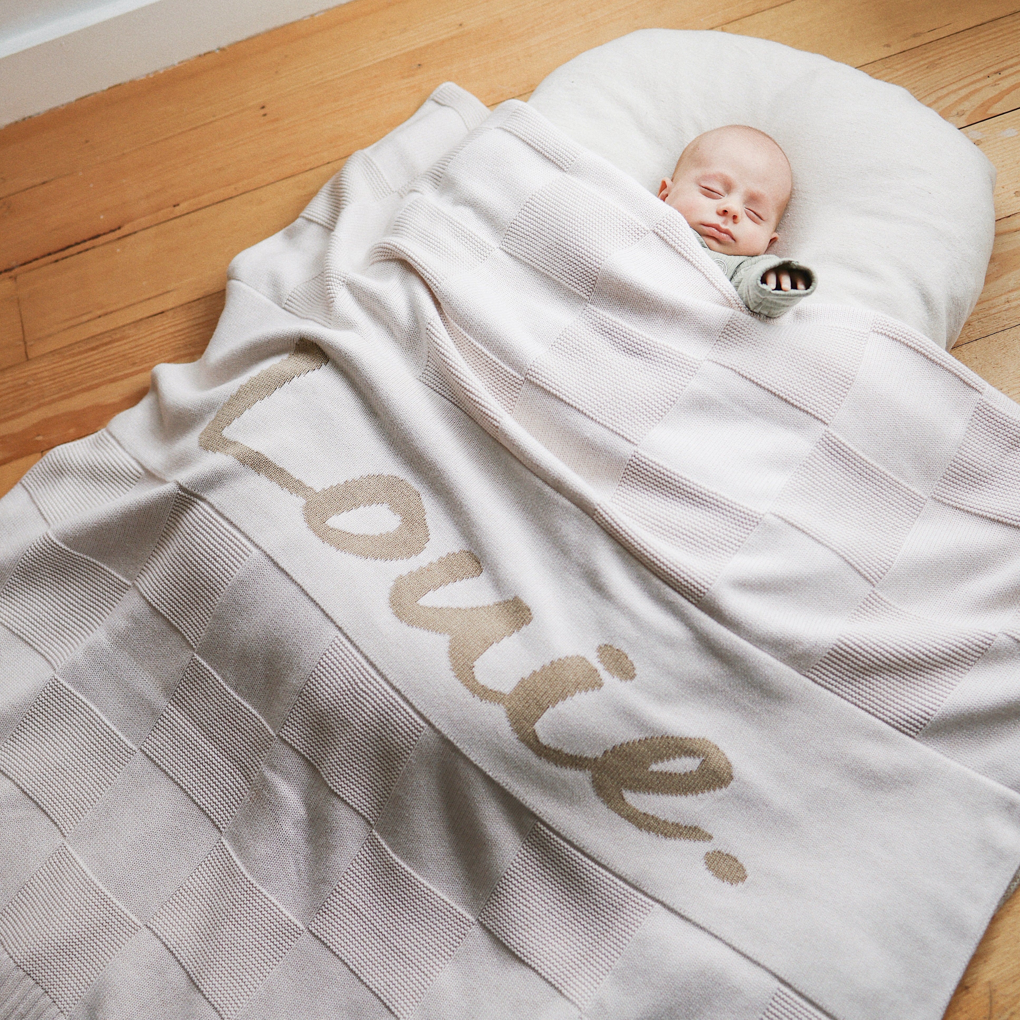 Personalised Name Blanket Collection - Namely Co - Checkerboard - Oatmeal / Light Camel