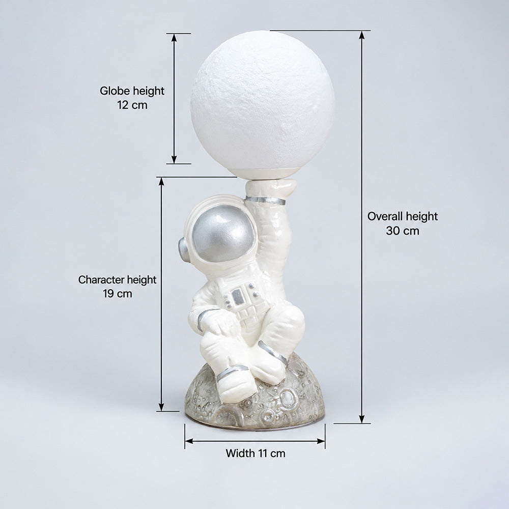 Little Surprise Box, Golden Astronaut Holding Moon, side Bed Table Lamp, Kids Room Decor