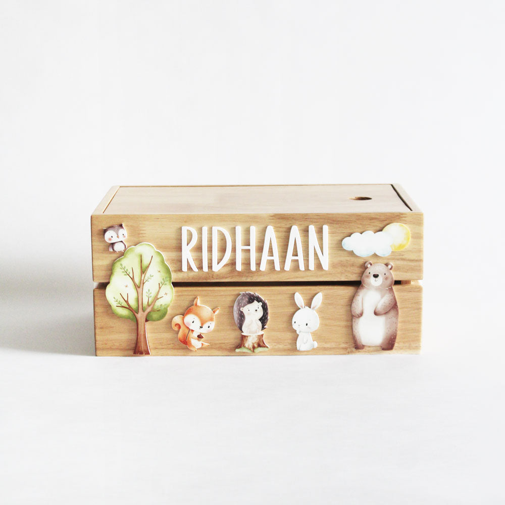 Personalized Wooden Storage Box - Multiple Designs - Woodland Theme - image 2