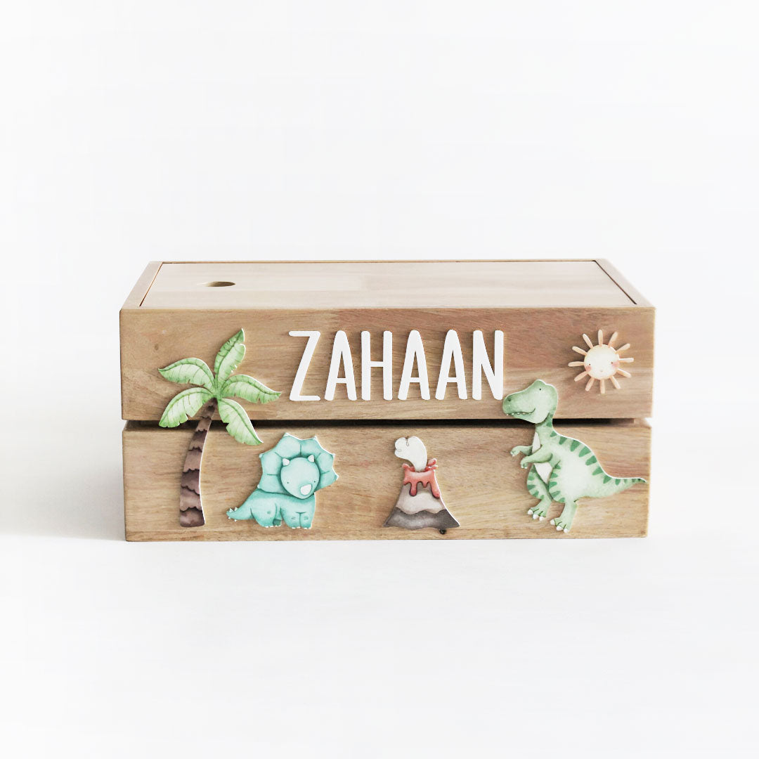 Personalized Wooden Storage Box - Multiple Designs - Dinosaur Theme - image 2