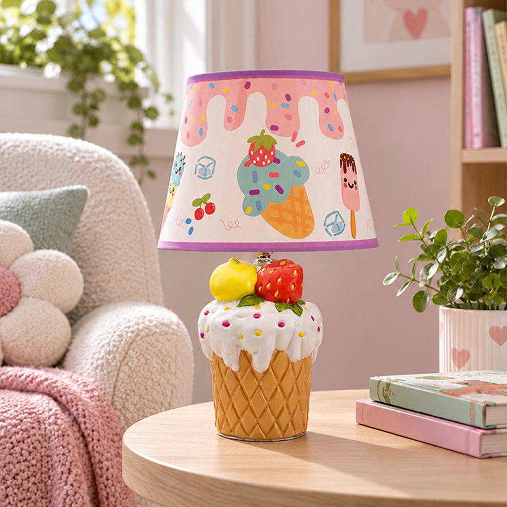 Little Surprise Box, Pink ceramic Ice Cream Table side Bed Table Lamp, Kids Room Decor