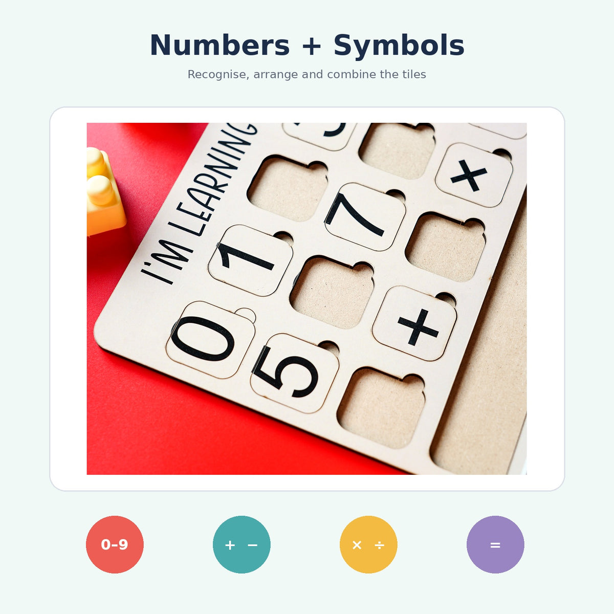 iLearnNGrow I Am Learning Math Wooden Number and Operator Board Game