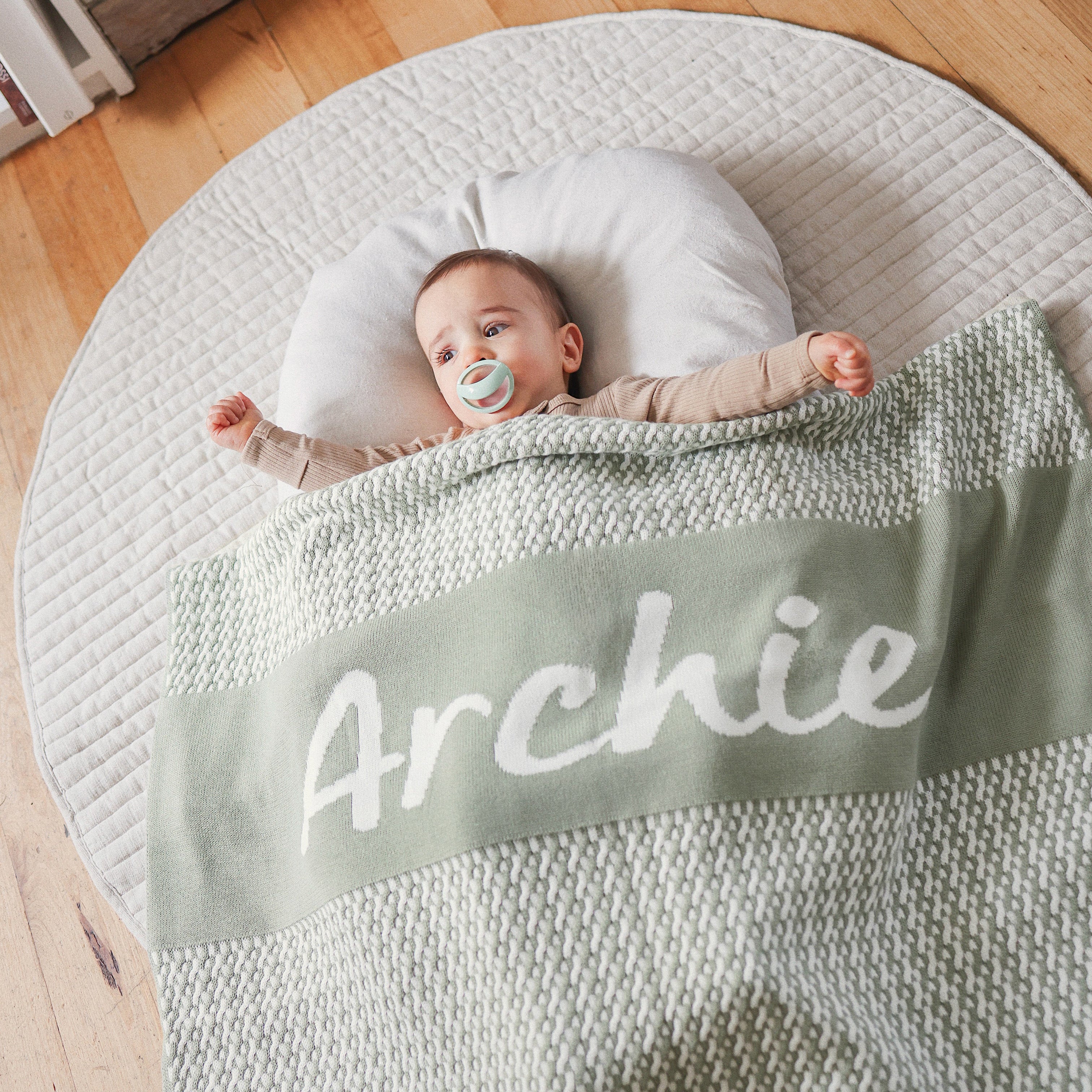 Personalised Name Blanket Collection - Namely Co - Herringbone - Desert Sage